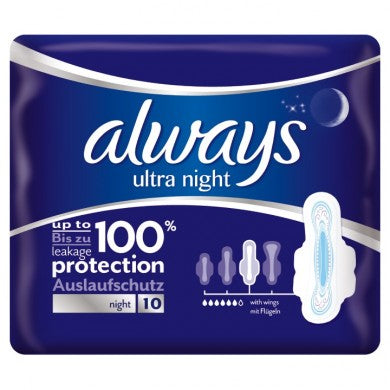 Always Ultra Night Wings Sanitary Pad x10