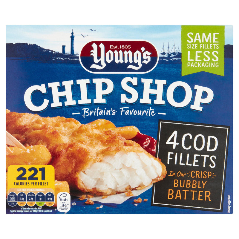 Youngs Large Cod Fillets Battered (4) 400g