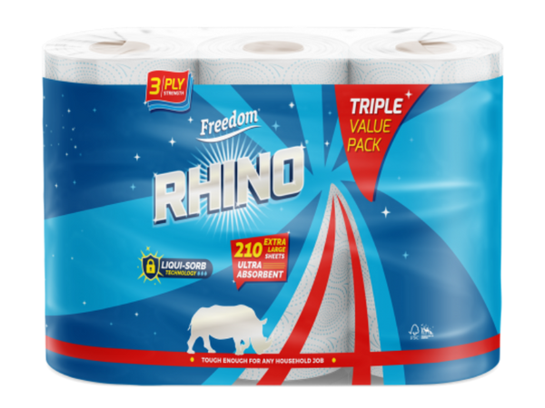 Rhino 3 Ply Kitchen Roll (3pk)