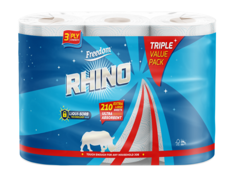 Rhino 3 Ply Kitchen Roll (3pk)