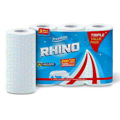 Rhino 3 Ply Kitchen Roll (3pk)